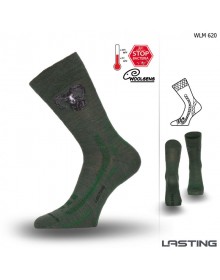 Zelené Merino ponožky s motivem muflona