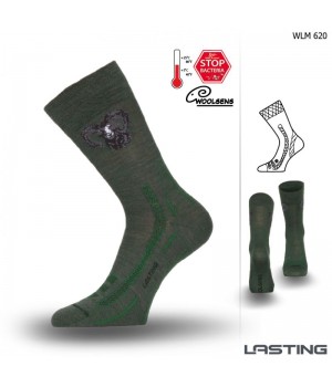 Zelené Merino ponožky s motivem muflona
